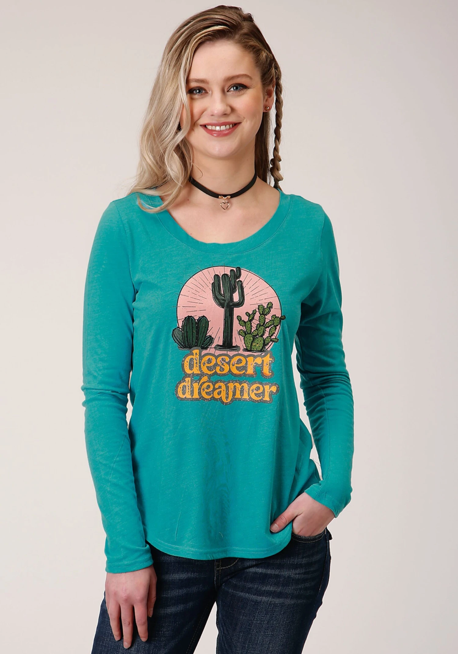 Roper "Desert Dreamer" Turquoise Long Sleeve Tee 3 Roper "Desert Dreamer" Turquoise Long Sleeve Tee