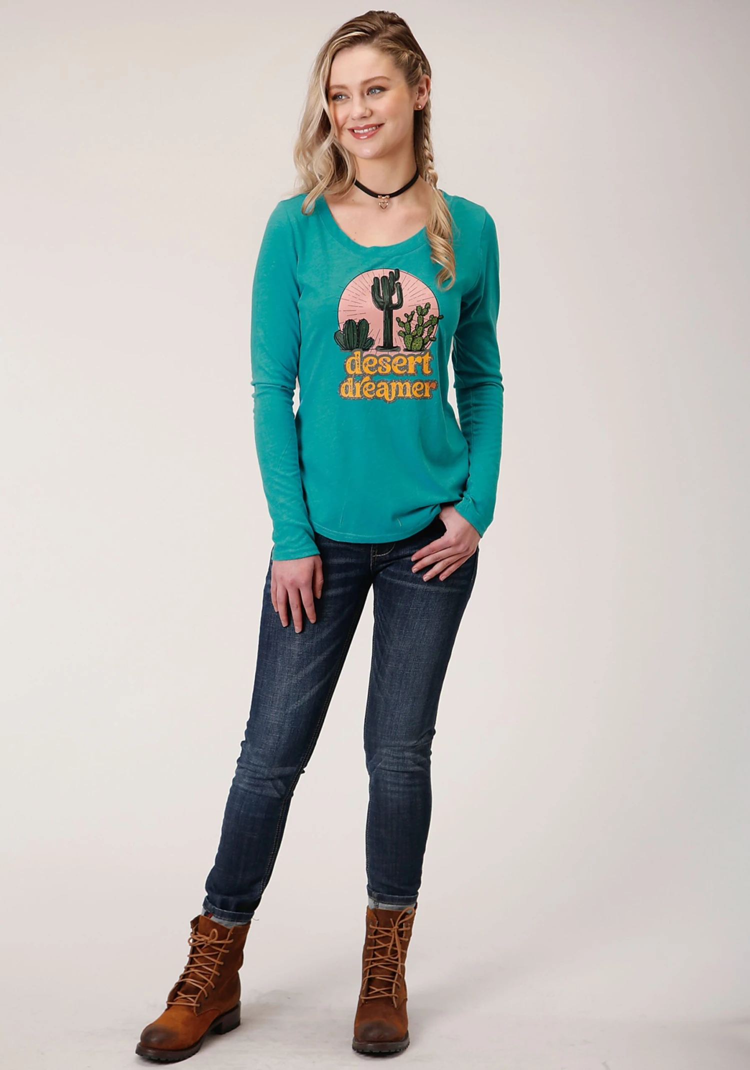 Roper "Desert Dreamer" Turquoise Long Sleeve Tee 4 Roper "Desert Dreamer" Turquoise Long Sleeve Tee - Image 2