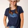 Roper Navy Blue Short Sleeve Tee -Way Out West Trading Shop 0303905130427a