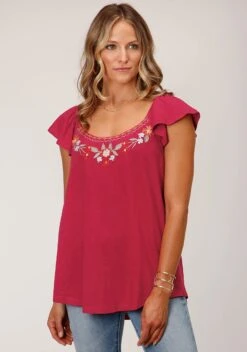 Roper Raspberry Cotton Jersey Tee