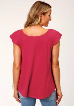 Roper Raspberry Cotton Jersey Tee -Way Out West Trading Shop 0303905130568c