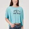 Women's Roper Turquoise Cropped Swing Tee -Way Out West Trading Shop 0303905132019a