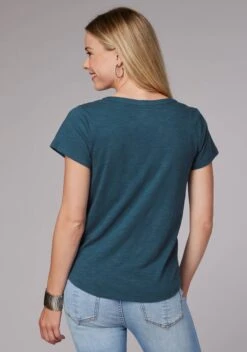 Women's Roper Navy Western Blouse W/ Embroidery -Way Out West Trading Shop 0303905135036c