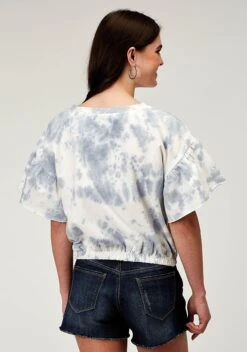 Women's Roper Blue & White Tie Dye Western Top -Way Out West Trading Shop 0303905142067c