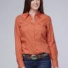 Women's Roper Solid Orange Western Shirt