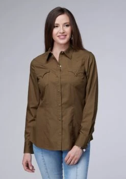 Women's Roper Solid Brown Western Shirt