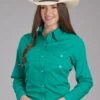 Women's Roper Jade Green Long Sleeve Snap Shirt -Way Out West Trading Shop 0305002653105a