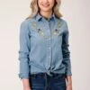 Roper Light Blue Cotton Denim Long Sleeve