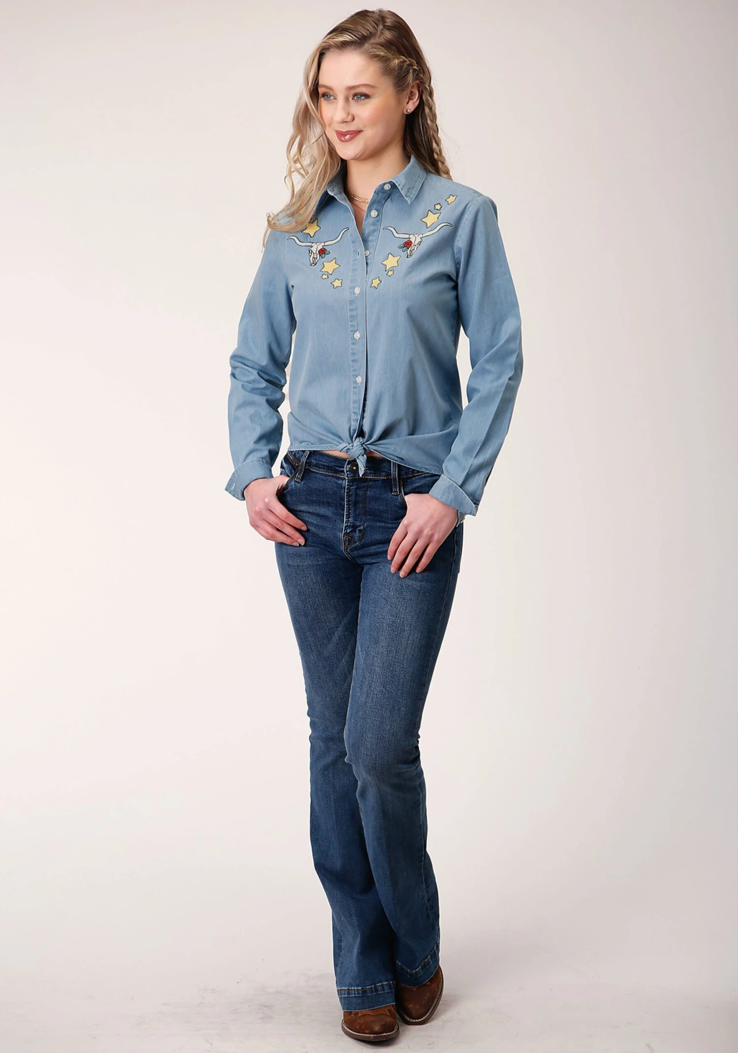 Roper Light Blue Cotton Denim Long Sleeve 4 Roper Light Blue Cotton Denim Long Sleeve - Image 2