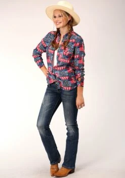 Roper Western Bandana Print Rayon Long Sleeve Blouse -Way Out West Trading Shop 0305005900452b
