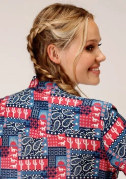 Roper Western Bandana Print Rayon Long Sleeve Blouse -Way Out West Trading Shop 0305005900452c