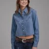 Women's Roper Cropped Denim Western Blouse -Way Out West Trading Shop 0305005946130a