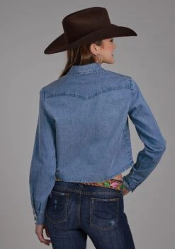 Women's Roper Cropped Denim Western Blouse -Way Out West Trading Shop 0305005946130c
