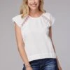 Women's Roper Solid Cream Western Blouse -Way Out West Trading Shop 0305105655008a