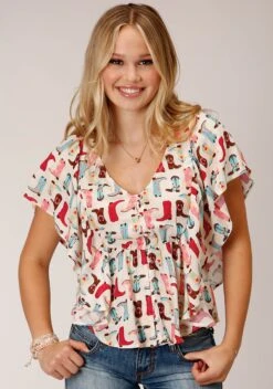 Roper Boot Printed Rayon Blouse