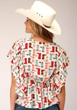 Roper Boot Printed Rayon Blouse -Way Out West Trading Shop 0305105900454c