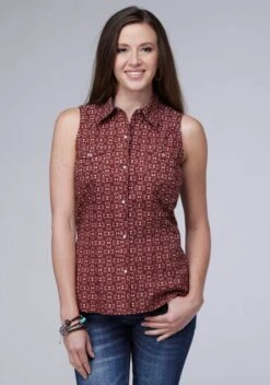 Women's Roper Dark Red Sleeveless Blouse
