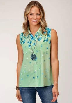 Roper Summer Floral Sleeveless Blouse