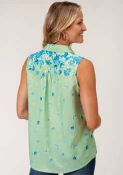 Roper Summer Floral Sleeveless Blouse -Way Out West Trading Shop 0305205900574c
