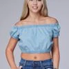Women's Roper Light Blue Denim Western Crop Top
