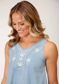 Roper Denim Sleeveless V-Neck Sun Dress -Way Out West Trading Shop 0305705650560c