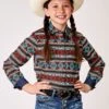 Girl's Roper Aztec Stripe Western Shirt -Way Out West Trading Shop 0308000670321a
