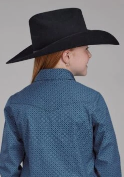 Girl's Roper Solid Blue Western Shirt 7 Girl's Roper Solid Blue Western Shirt -Way Out West Trading Shop 0308002256601c