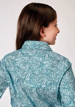 ROPER 1944 STRETCH POPLIN - TEAL PAISLEY -Way Out West Trading Shop 0308003252108c