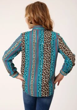 ROPER 01418 LEOPARD STRIPE PRT RAYON BLOUSE -Way Out West Trading Shop 0308005900148c