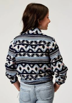 Girl's Roper Navy Aztec Western Blouse -Way Out West Trading Shop 0308005902063c