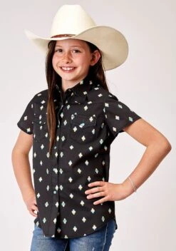 Girl's Roper Aztec Western Short Sleeve Shirt