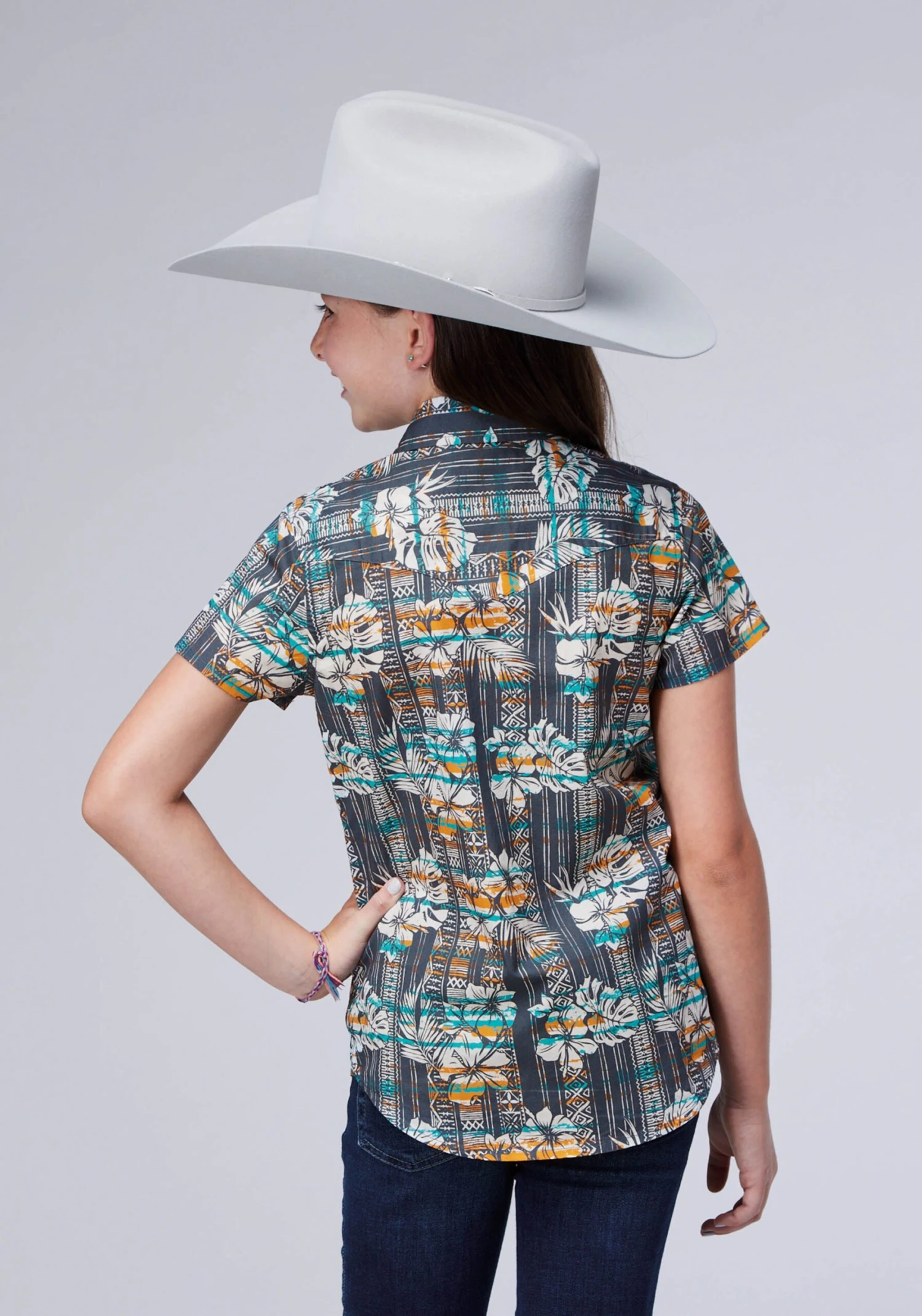 Girl's Roper Short Sleeve Western Shirt 4 Girl's Roper Short Sleeve Western Shirt - Image 2