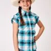 Girl's Roper Turquoise Plaid Western Shirt -Way Out West Trading Shop 0308102782111a