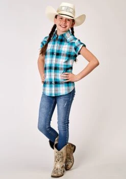 Girl's Roper Turquoise Plaid Western Shirt -Way Out West Trading Shop 0308102782111b
