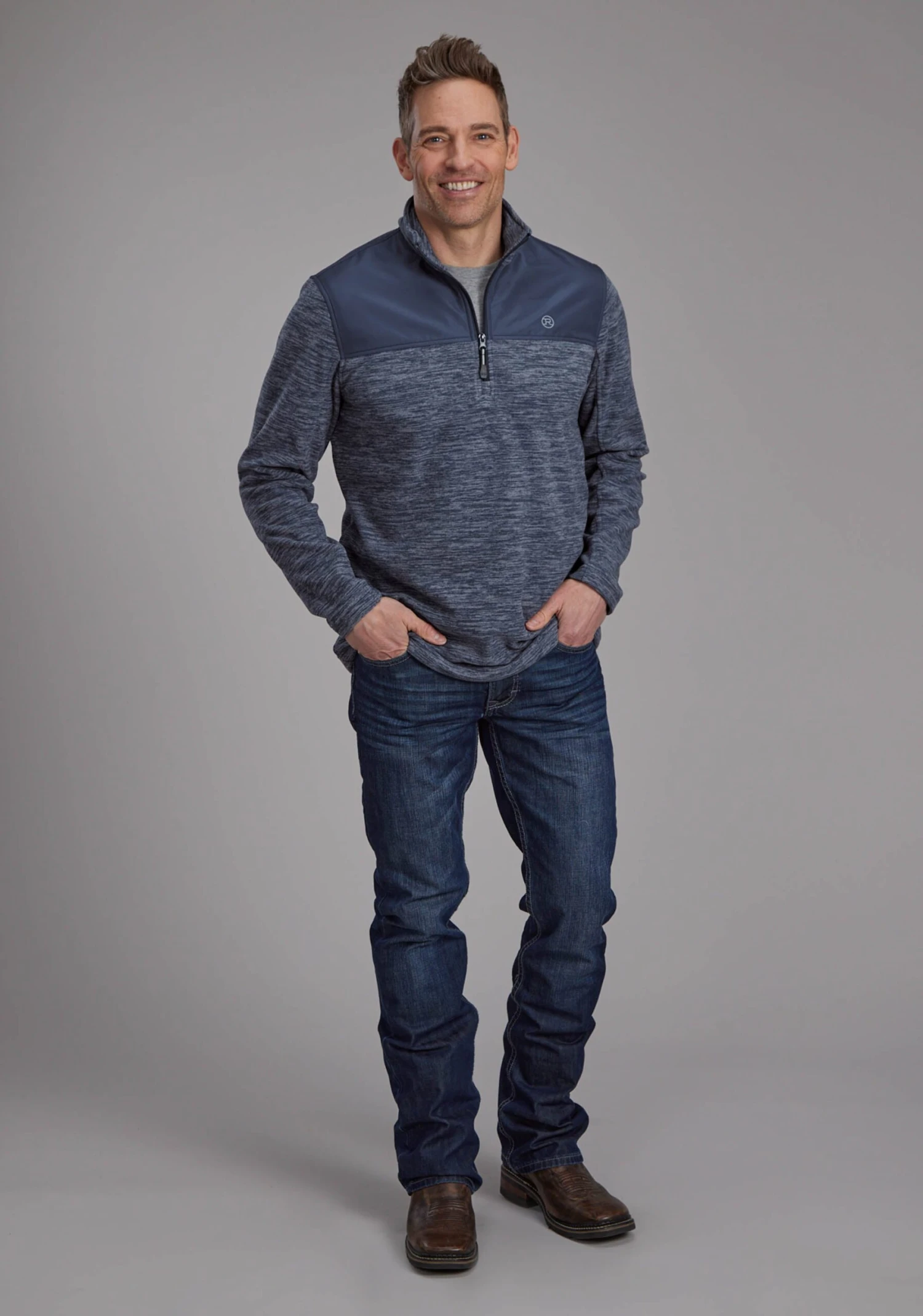 Men's Roper Blue & Grey Pull Over 4 Men's Roper Blue & Grey Pull Over - Image 2