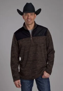 Men's Roper Brown & Black Fleece Pull Over