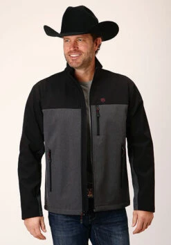 ROPER 1642 GY/BL COMBO SOFT SHELL JACKET