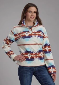 Women's Roper Cream Aztec Pull Over