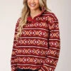 ROPER 1350 BERRY AZTEC PRT FLEECE -Way Out West Trading Shop 0309802506165a