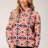 ROPER 1350 GREY/ORANGE/PINK PRT FLEECE 2 ROPER 1350 GREY/ORANGE/PINK PRT FLEECE -Way Out West Trading Shop 0309802506166a