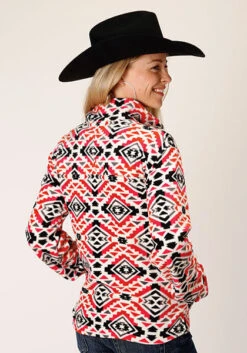 ROPER 1816 GREY/ORANGE/PINK AZTEC PRT FLEECE -Way Out West Trading Shop 0309802506180b