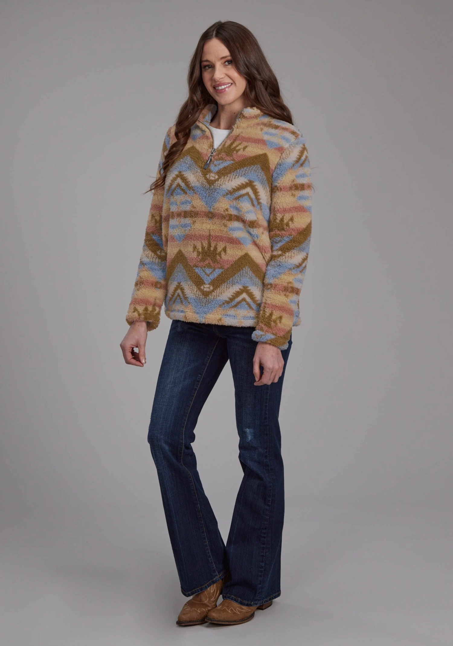 Women's Roper Brown Aztec Pull Over 4 Women's Roper Brown Aztec Pull Over - Image 2