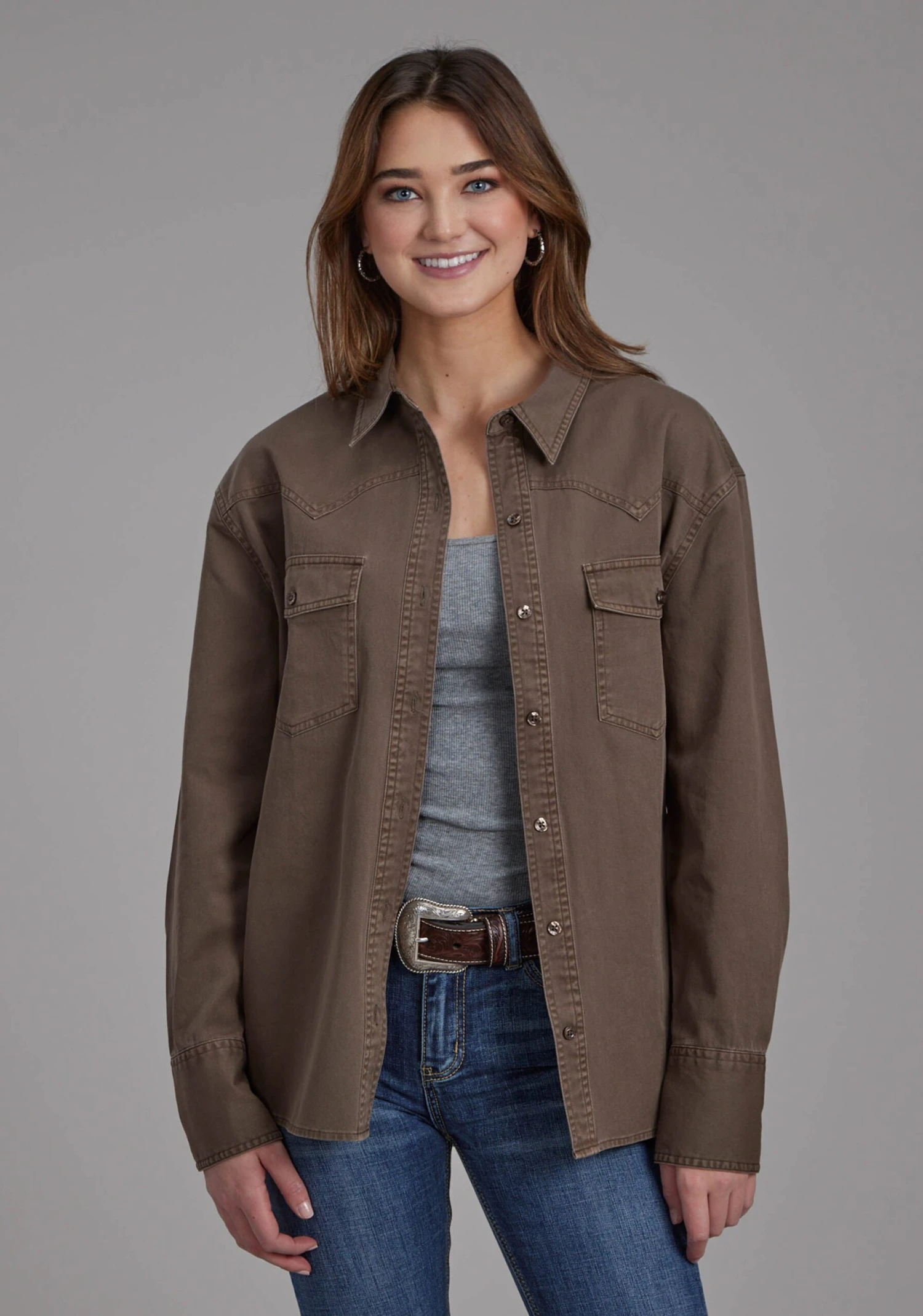 Women's Roper Brown Western Shirt Jacket 3 Women's Roper Brown Western Shirt Jacket
