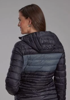 Women's Roper Black & Grey Hooded Down Jacket -Way Out West Trading Shop 0309806936002c