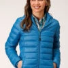 ROPER 1304 CRUSHABLE HOODED DOWN COAT - TEAL -Way Out West Trading Shop 0309806936139a