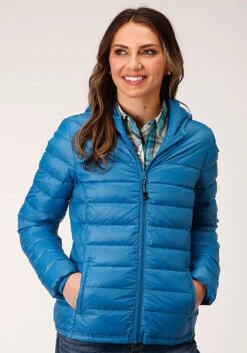 ROPER 1304 CRUSHABLE HOODED DOWN COAT - TEAL
