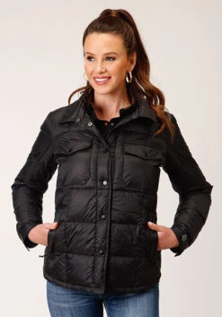 ROPER 1744 BLACK NYLON DOWN SHIRT JACKET