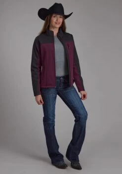 Women's Roper Wine & Grey Soft Shell Jacket -Way Out West Trading Shop 0309807806015b