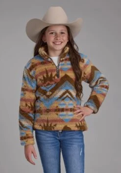 Girl's Roper Brown Aztec Pull Over