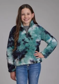 Girl's Roper Blue Tie Dye Pull Over